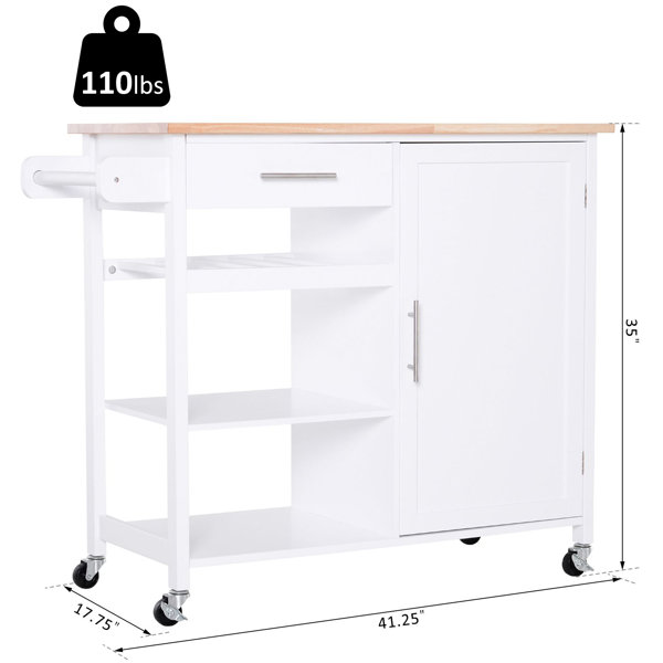 Rosalind Wheeler Kyra Rolling Kitchen Cart with Solid Wood Top & Reviews Wayfair.ca